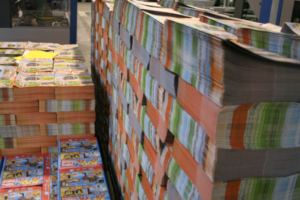stacks of door drops